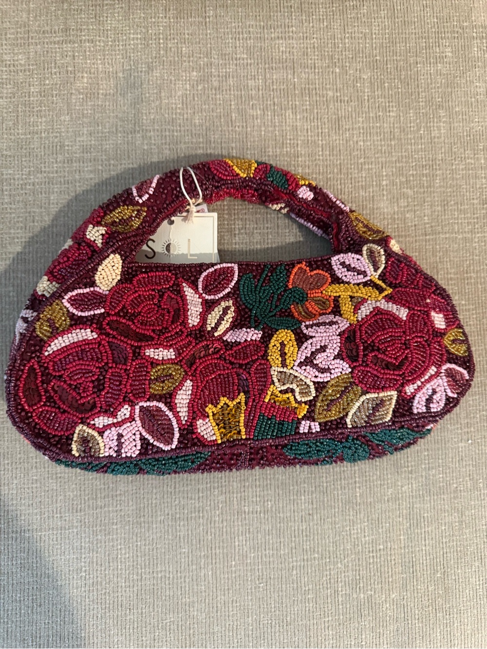 DISCOUNTED SHIP - Viral Beaded bag - Sol and Mer fall florals burgundy bag. NWT
